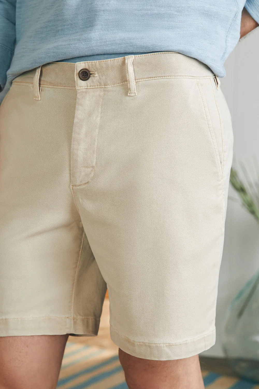 Faherty Coastline Stretch Chino Short 8" in Stone