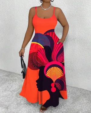 Fashionable And Versatile Portrait Art Print Cami Dress