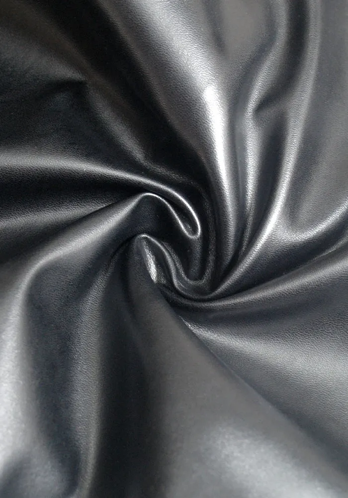 Faux Leather Mesh Ruffle Mullet Dress