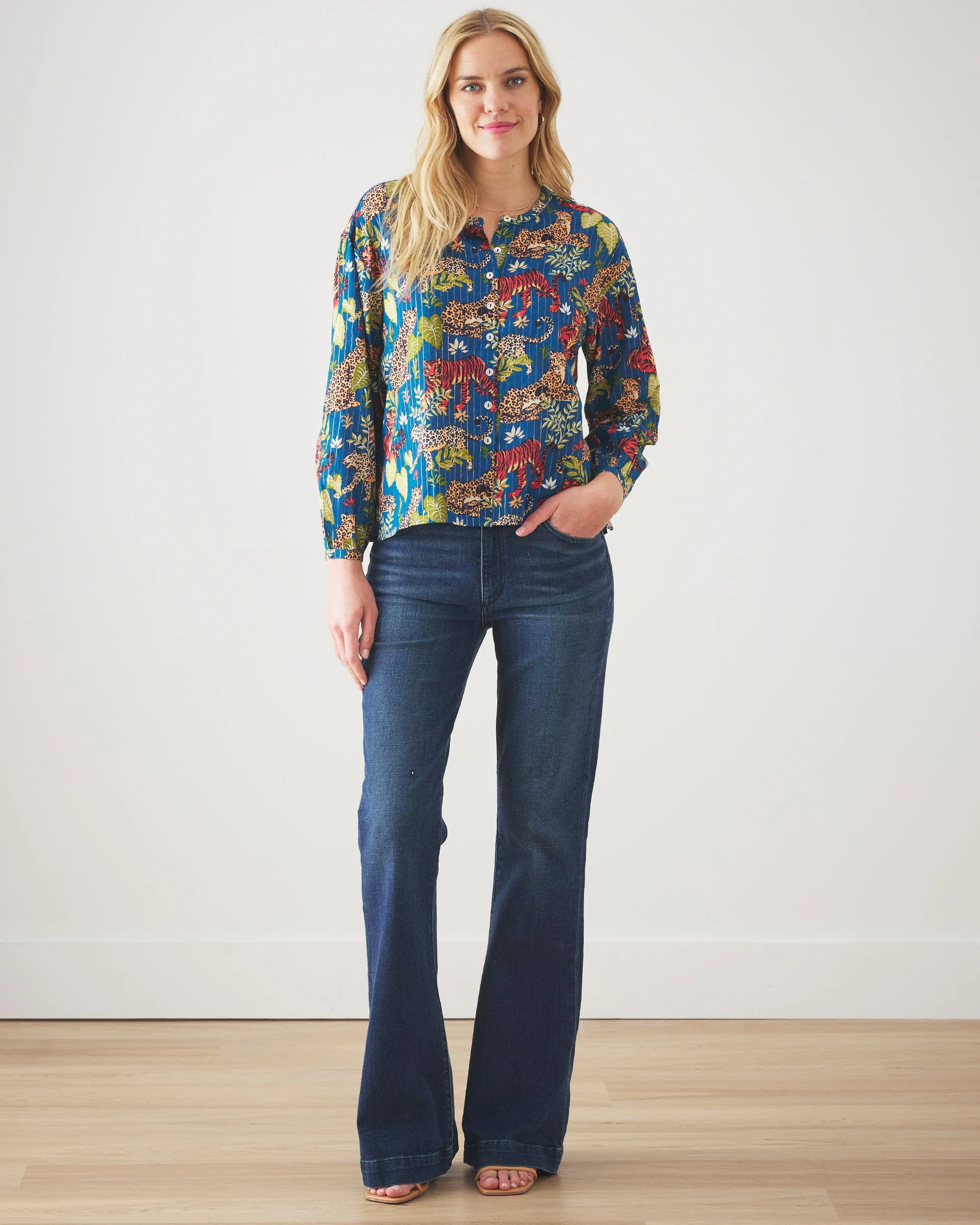 Feline Fatale - Big Plans Blouse - Midnight Swim