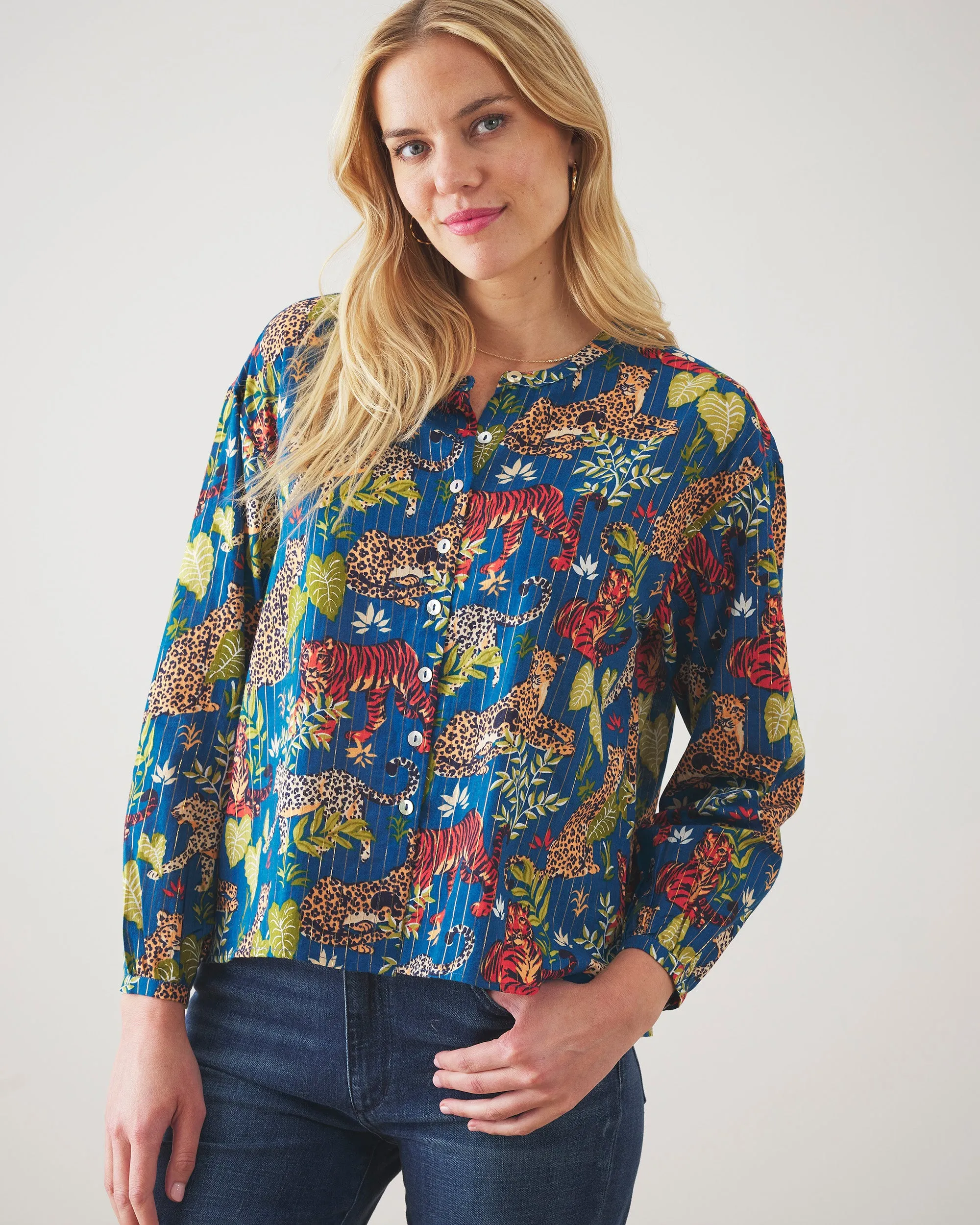Feline Fatale - Big Plans Blouse - Midnight Swim