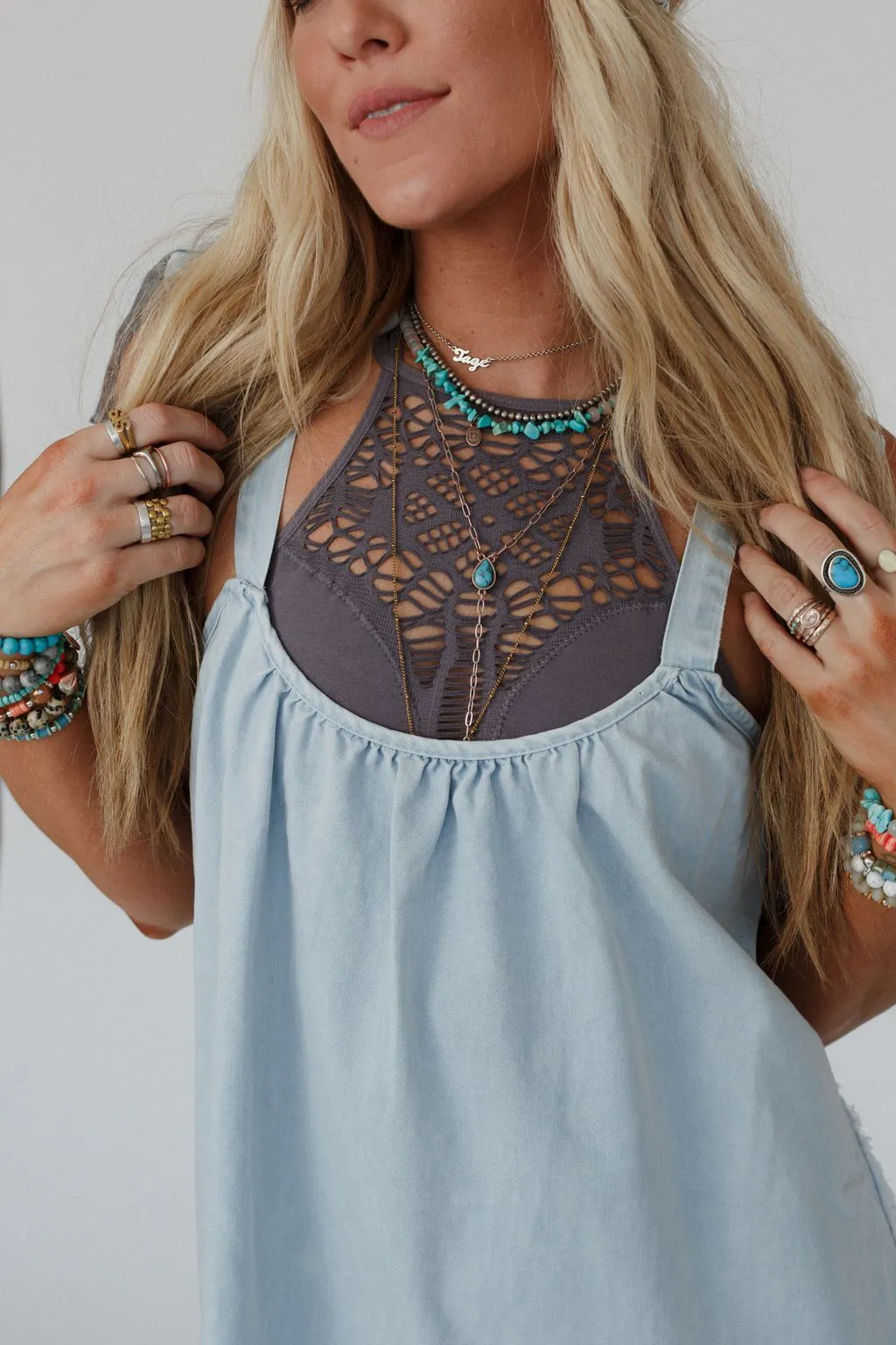 Floral Cut Out High Neck Bralette - Dark Gray