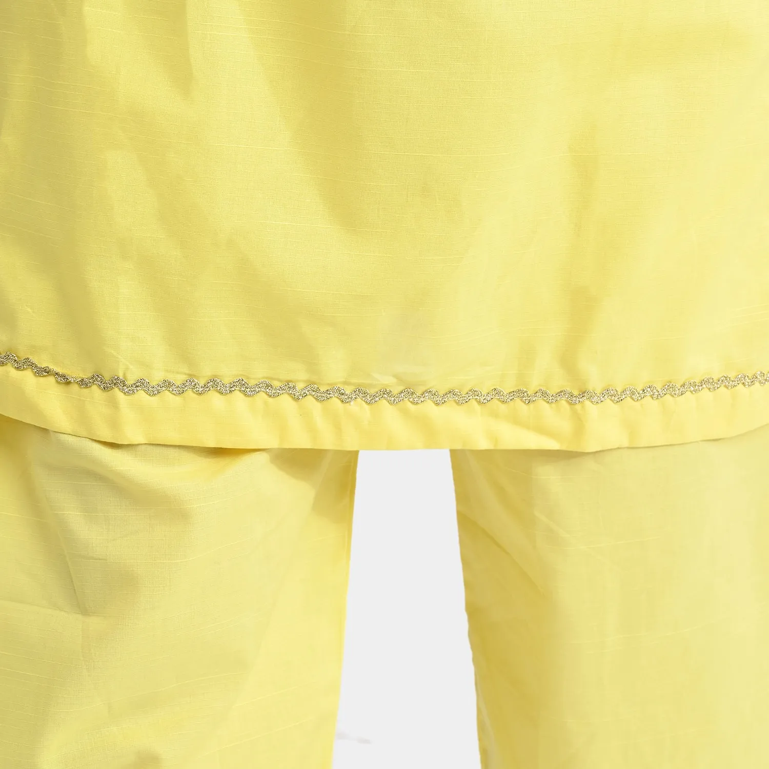 Girls Cotton Slub EMB 2PC Suit Neon Garden-B.Yellow