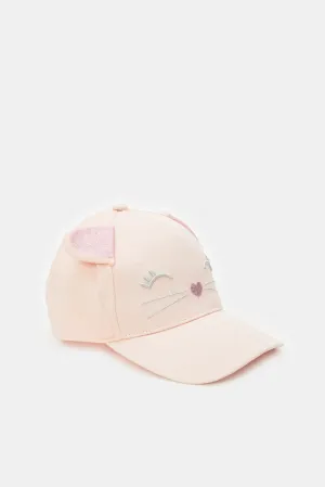 Girls Pink Character Embellished Cap