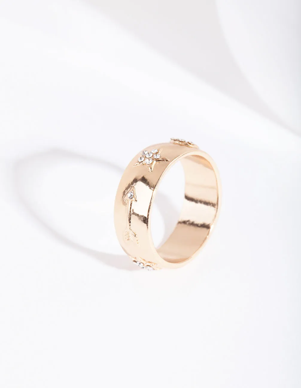 Gold Diamante Symbol Band Ring