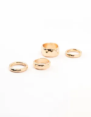 Gold Molten Thick Stacking Ring 4-Pack