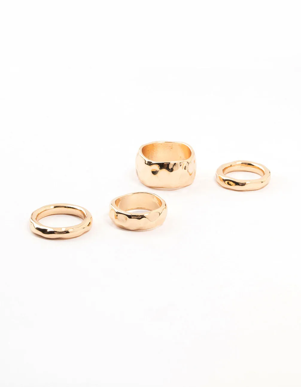 Gold Molten Thick Stacking Ring 4-Pack