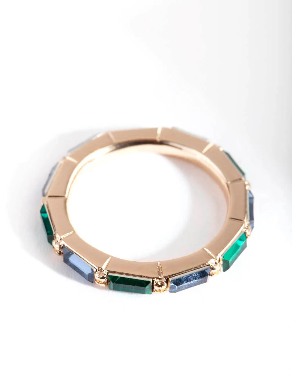 Gold Multi Diamante Rectangle Band Ring