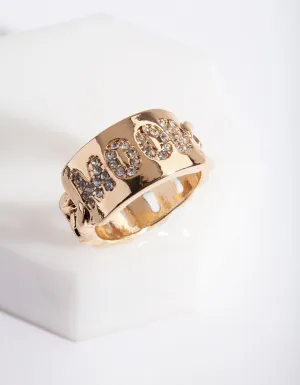Gold "Mood" Diamante Ring