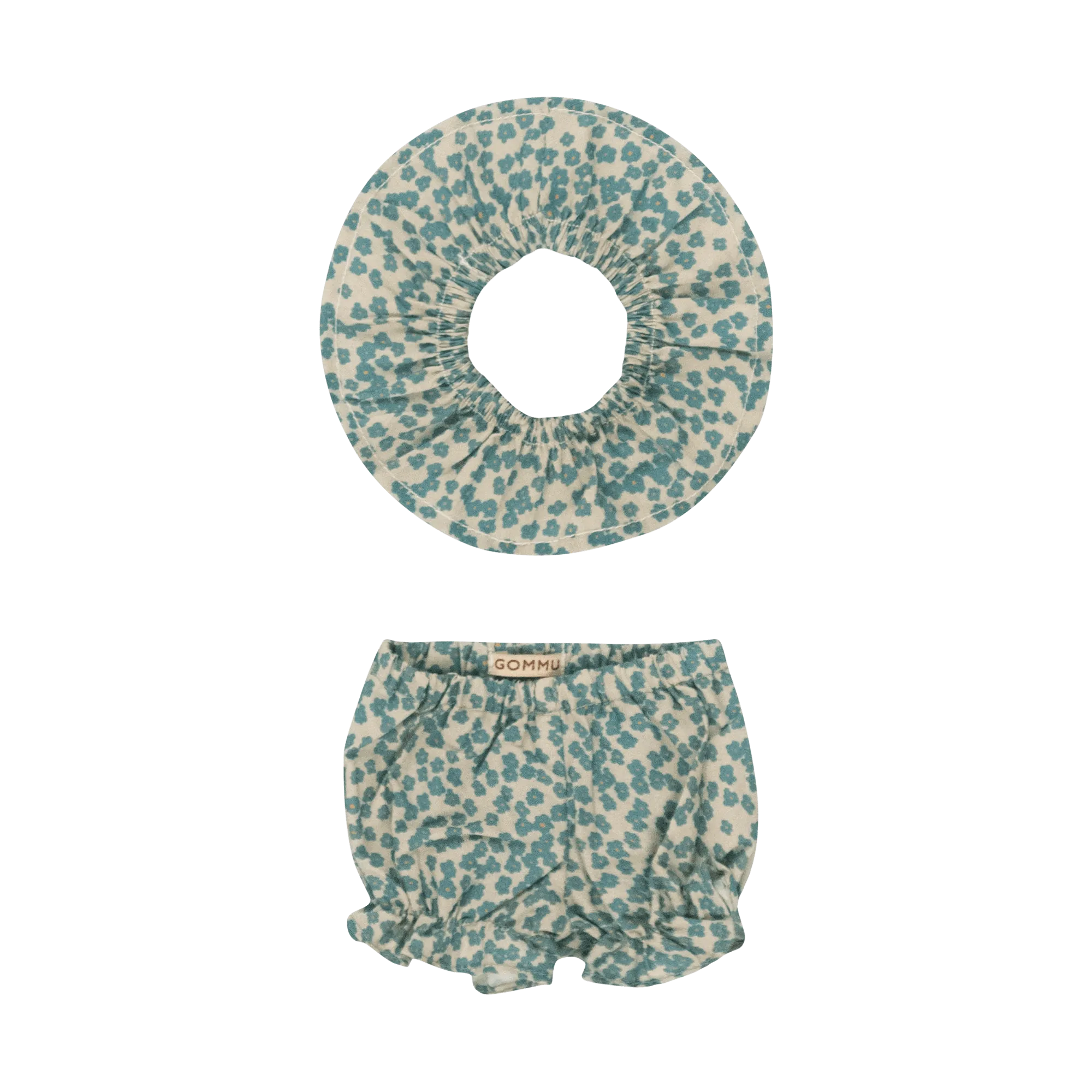 Gommu Green Flowers - Shorts & Collar