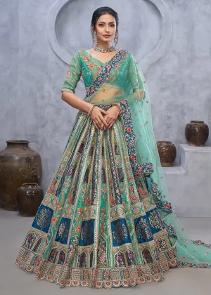 Graceful Green Hand Embroidered Bridal Lehenga Choli