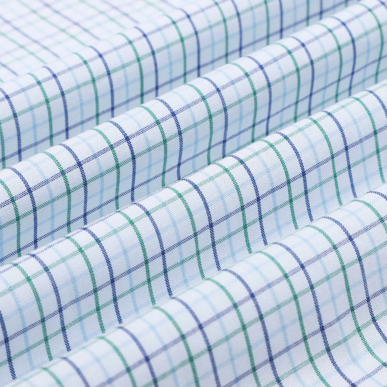 Green Blue Tattersall Check Regular Fit Cotton Shirt