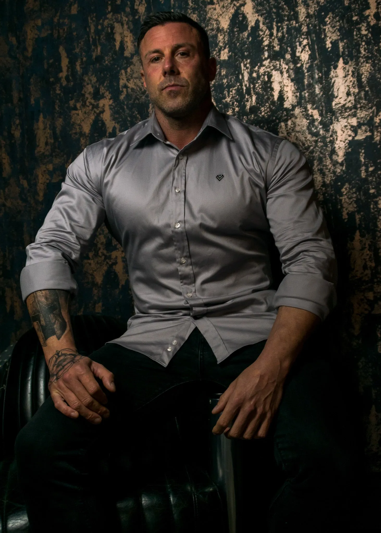 Gunslinger Grey Muscle Fit Dress Shirt