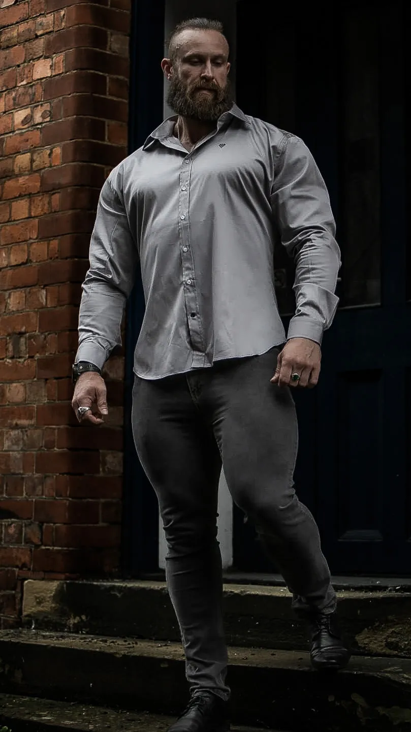 Gunslinger Grey Muscle Fit Dress Shirt
