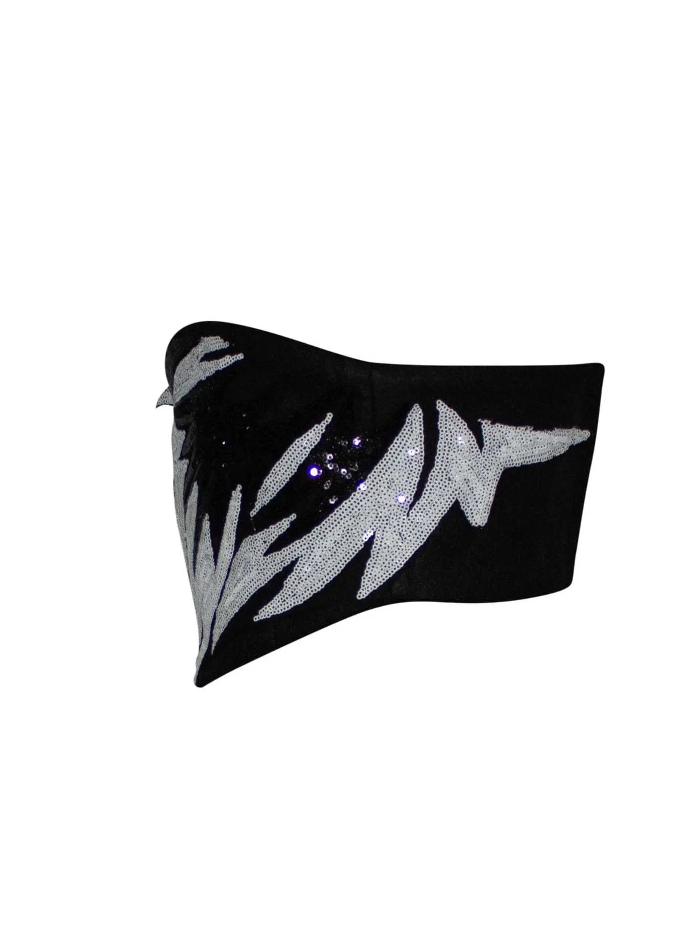 Hand Embellished Bandeau in Black Felt