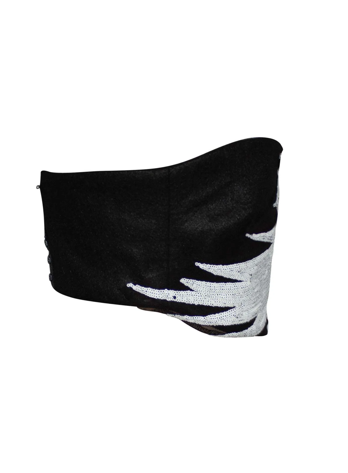 Hand Embellished Bandeau in Black Felt