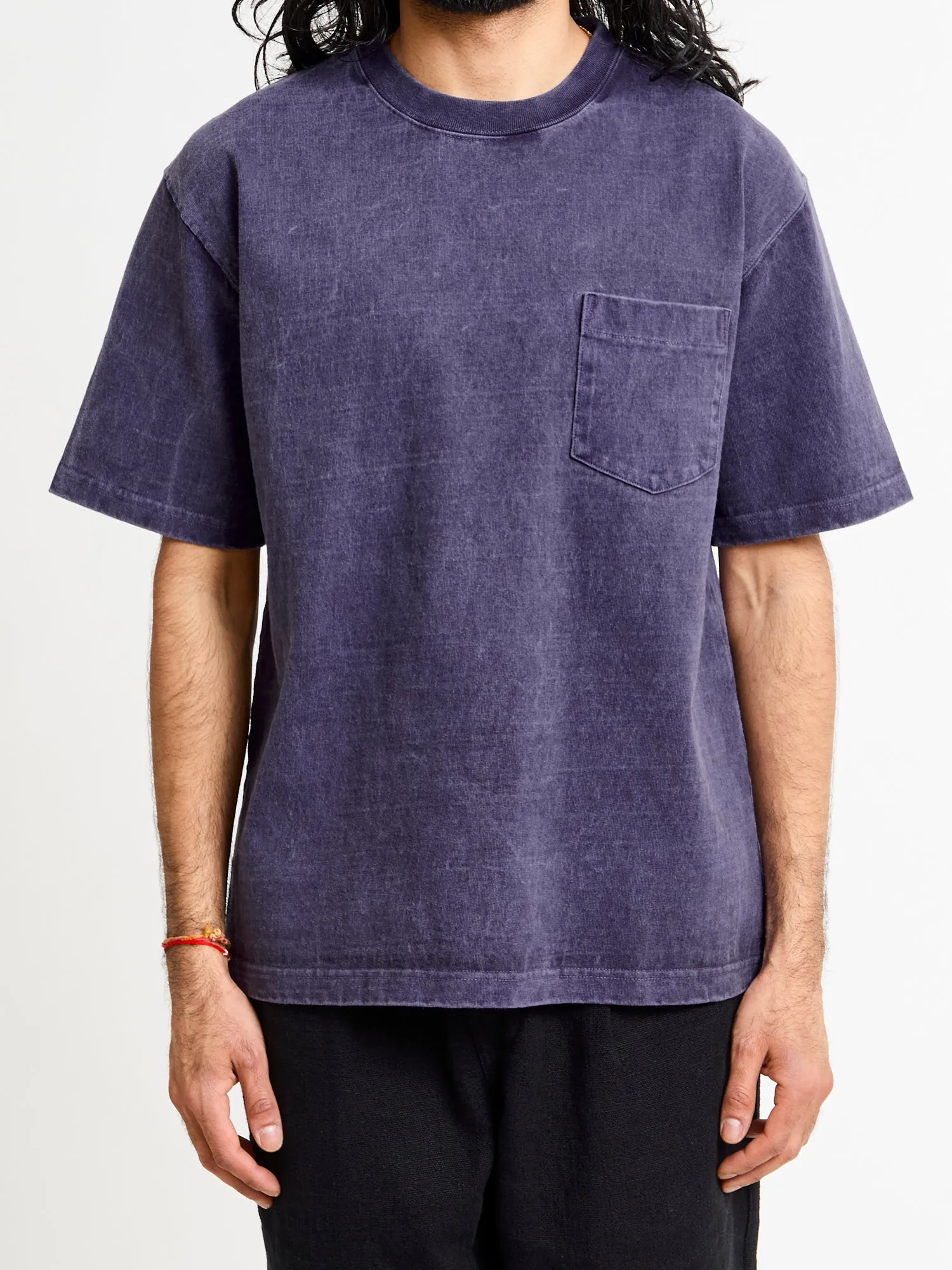 Heavyweight Pigment Dye Pocket T-Shirt in Faded Purple