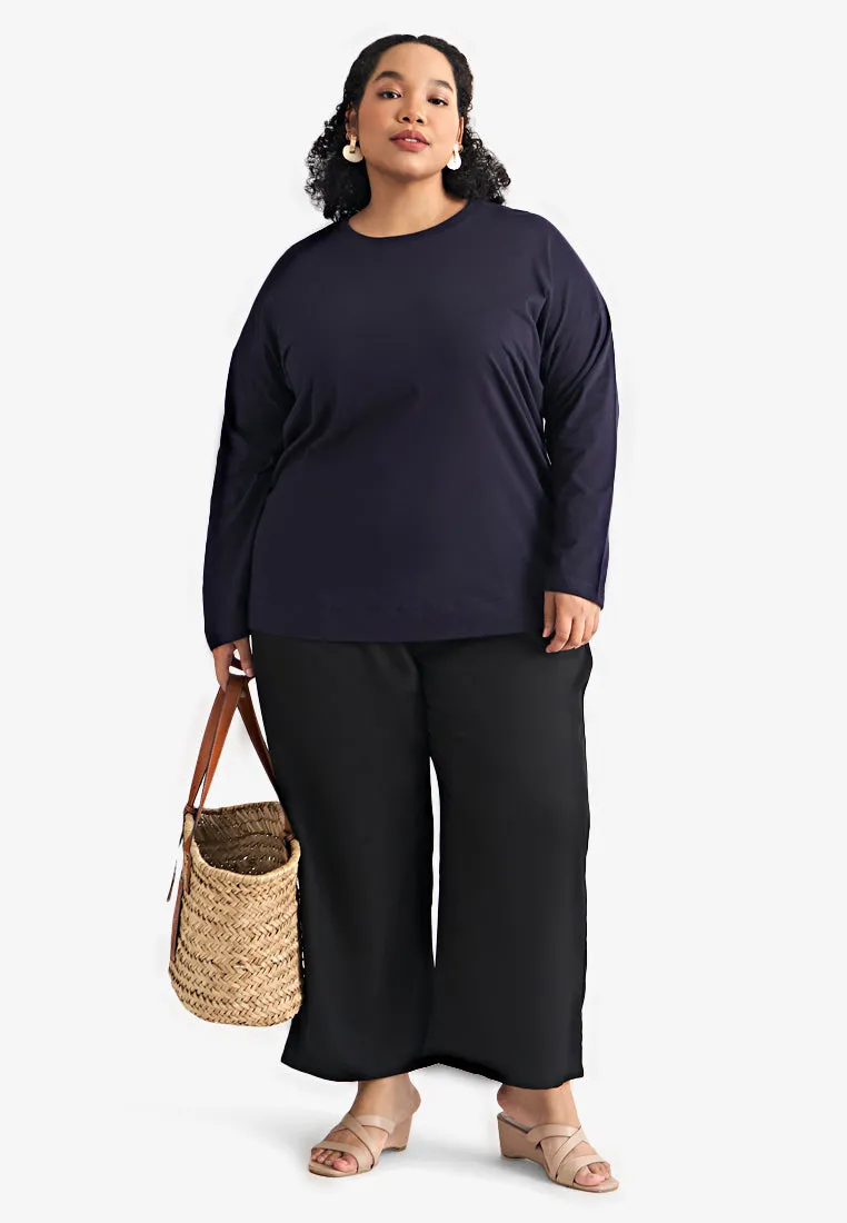 Hilda Single Jersey Long Sleeve Back Pleat Tee