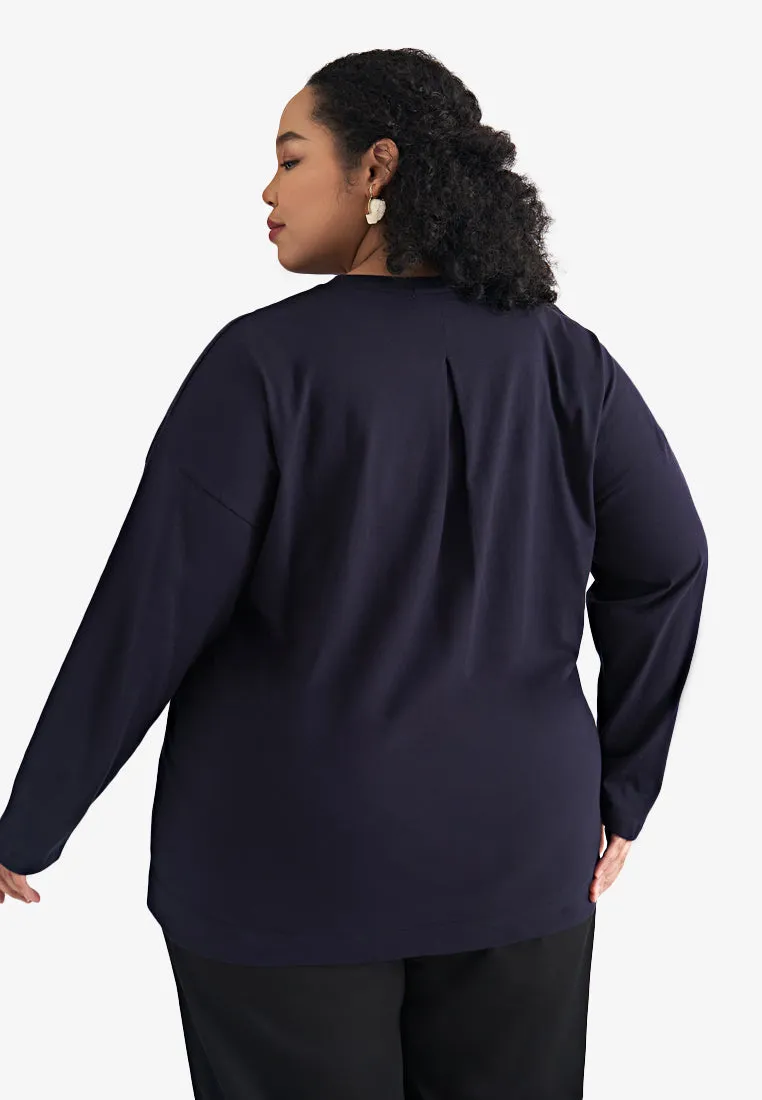 Hilda Single Jersey Long Sleeve Back Pleat Tee