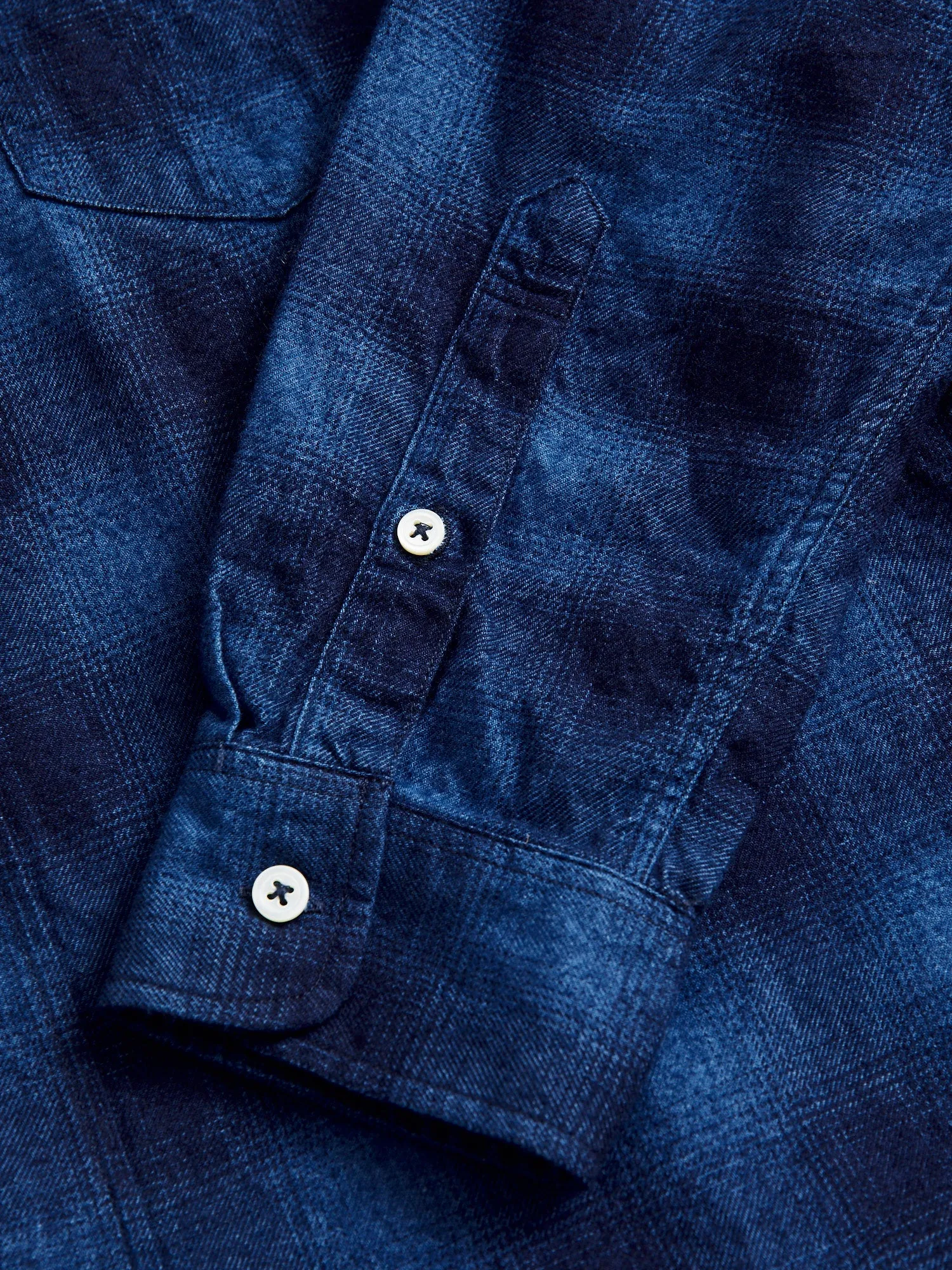 Indigo Check Flannel Shirt in Blue Ombre