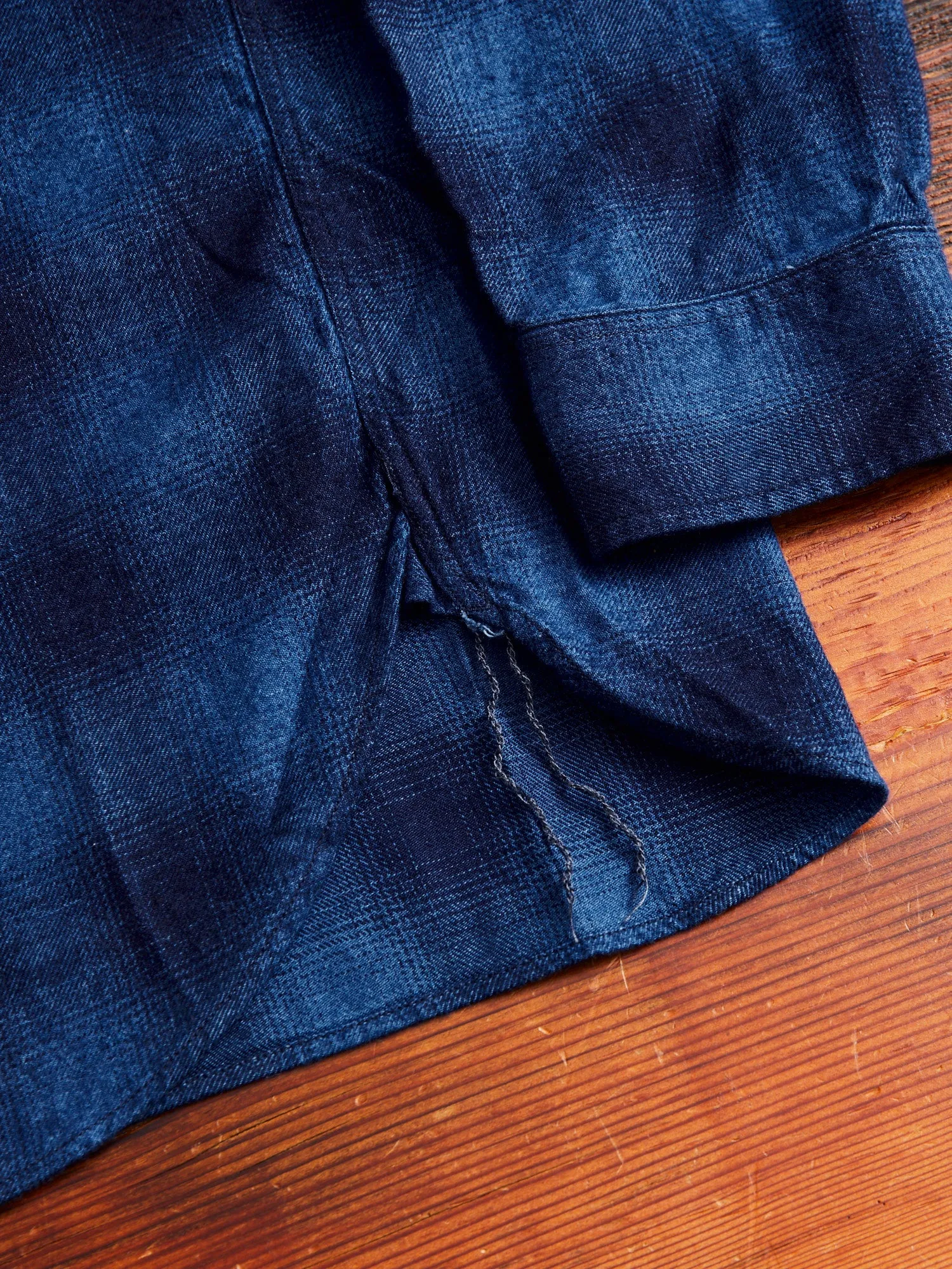 Indigo Check Flannel Shirt in Blue Ombre