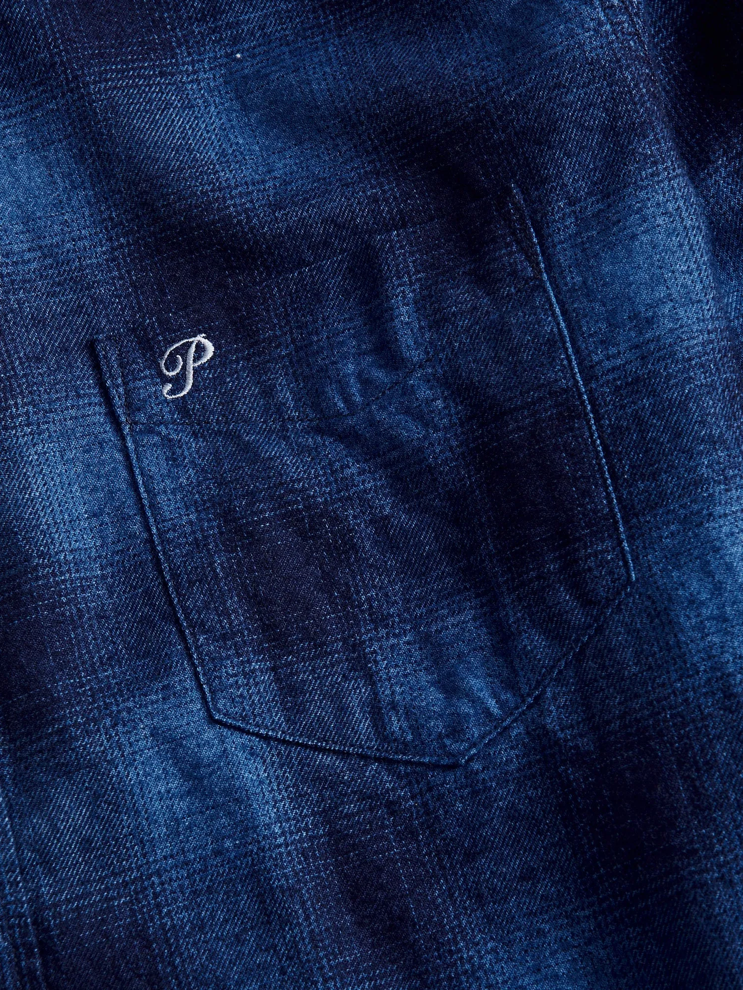 Indigo Check Flannel Shirt in Blue Ombre