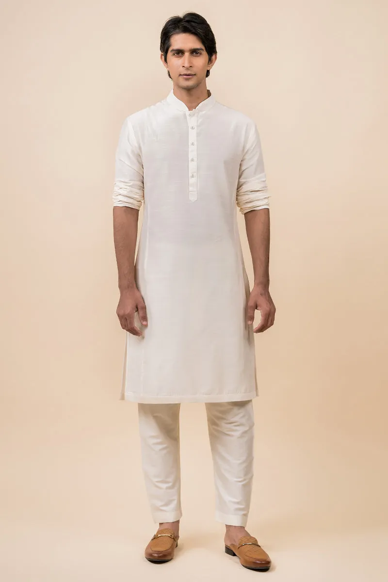 Ivory Zero Point Collar Kurta