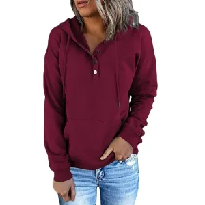 Ivyshape | Casual Hoodie Jacket with Metal Buttons for Women