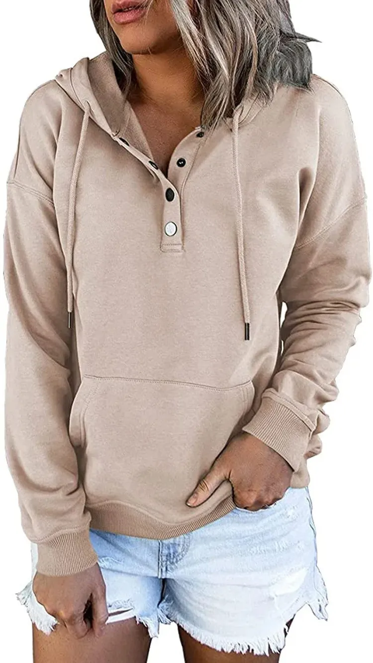 Ivyshape | Casual Hoodie Jacket with Metal Buttons for Women