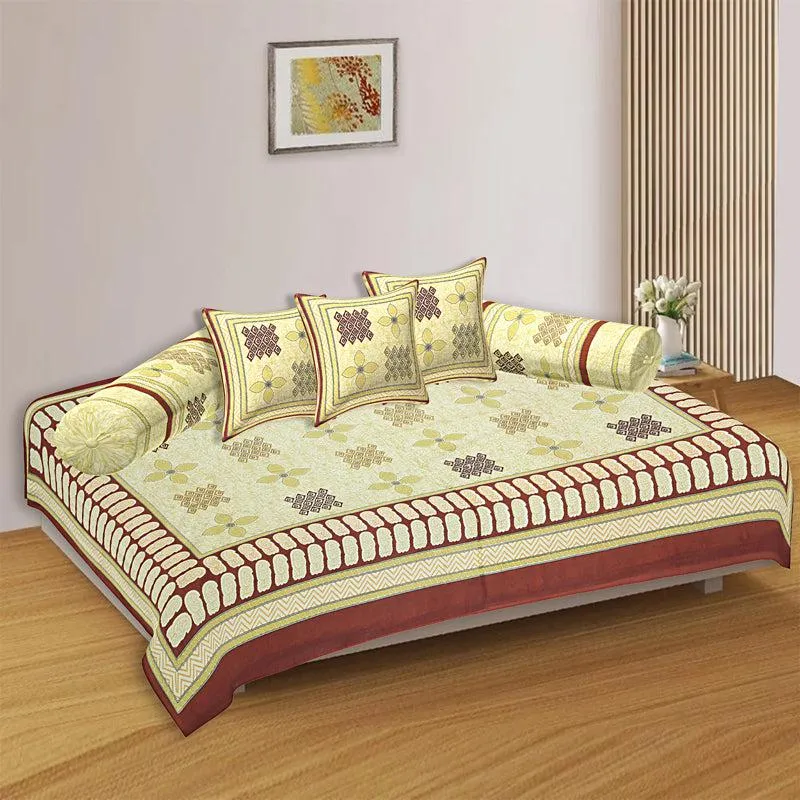 Jonaki Printed Diwan Set (Ivory) - Six Piece Set