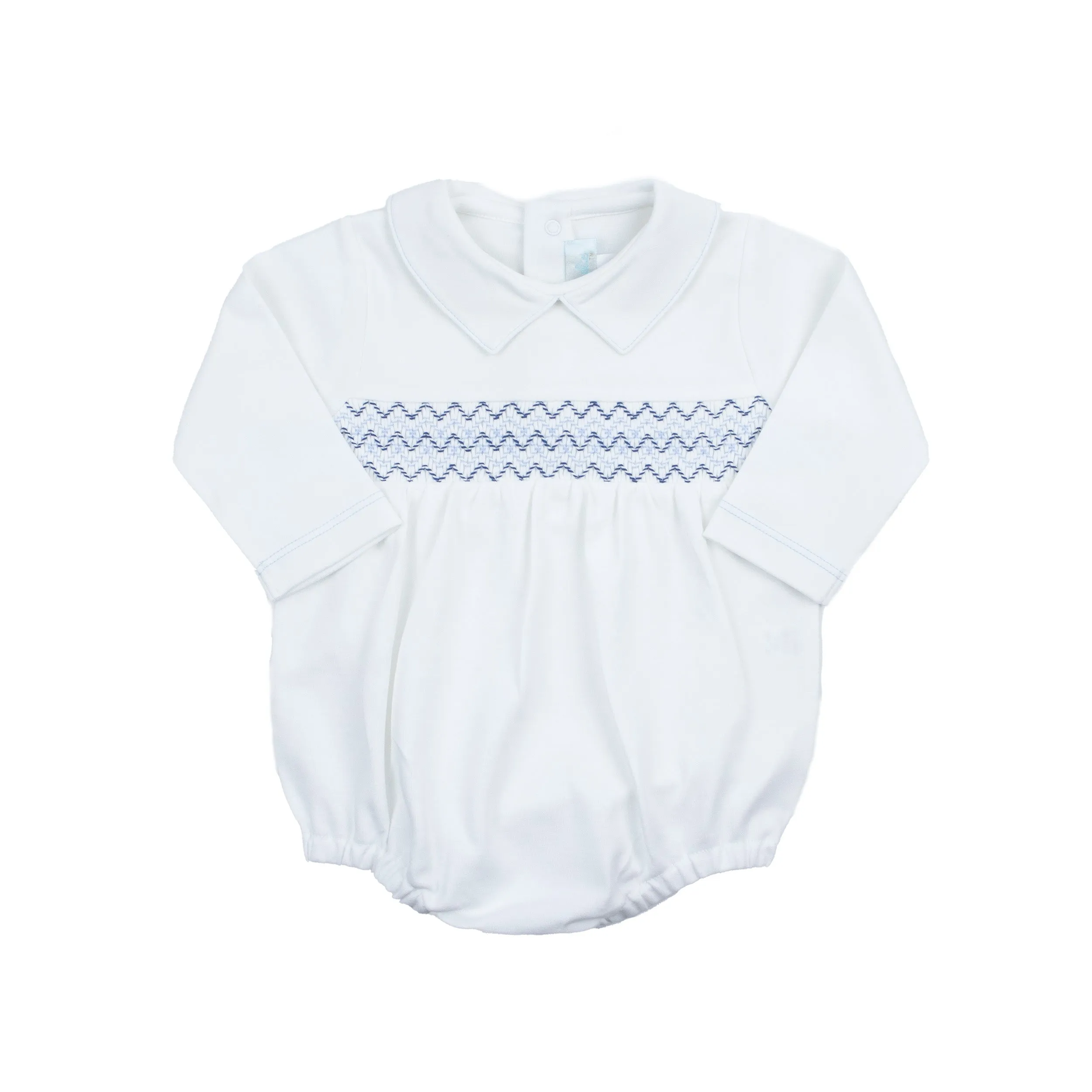 Kenny Smocked Bubble Romper, Boys, White