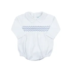 Kenny Smocked Bubble Romper, Boys, White