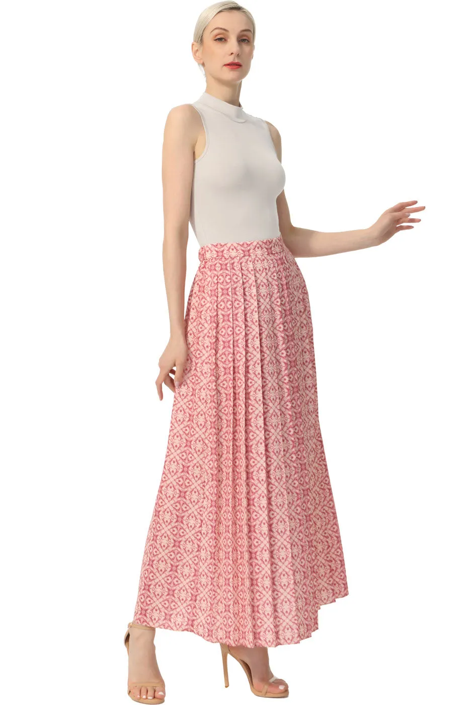 Kimi   Kai Women Print Box Pleat Maxi Skirt