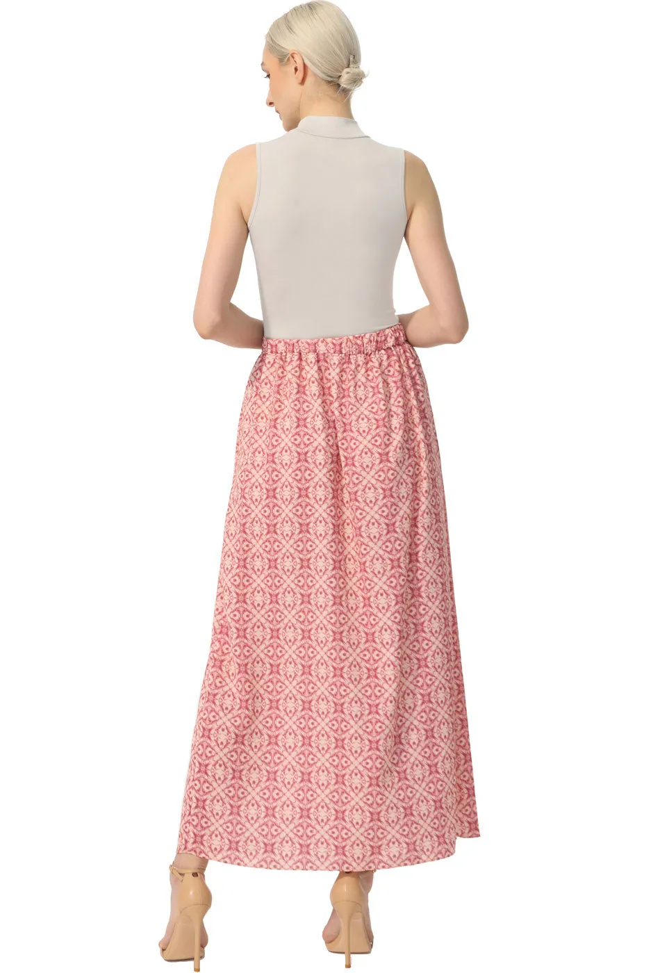 Kimi   Kai Women Print Box Pleat Maxi Skirt