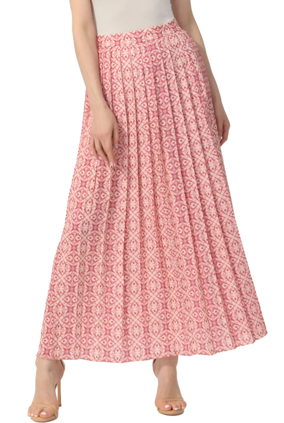Kimi   Kai Women Print Box Pleat Maxi Skirt