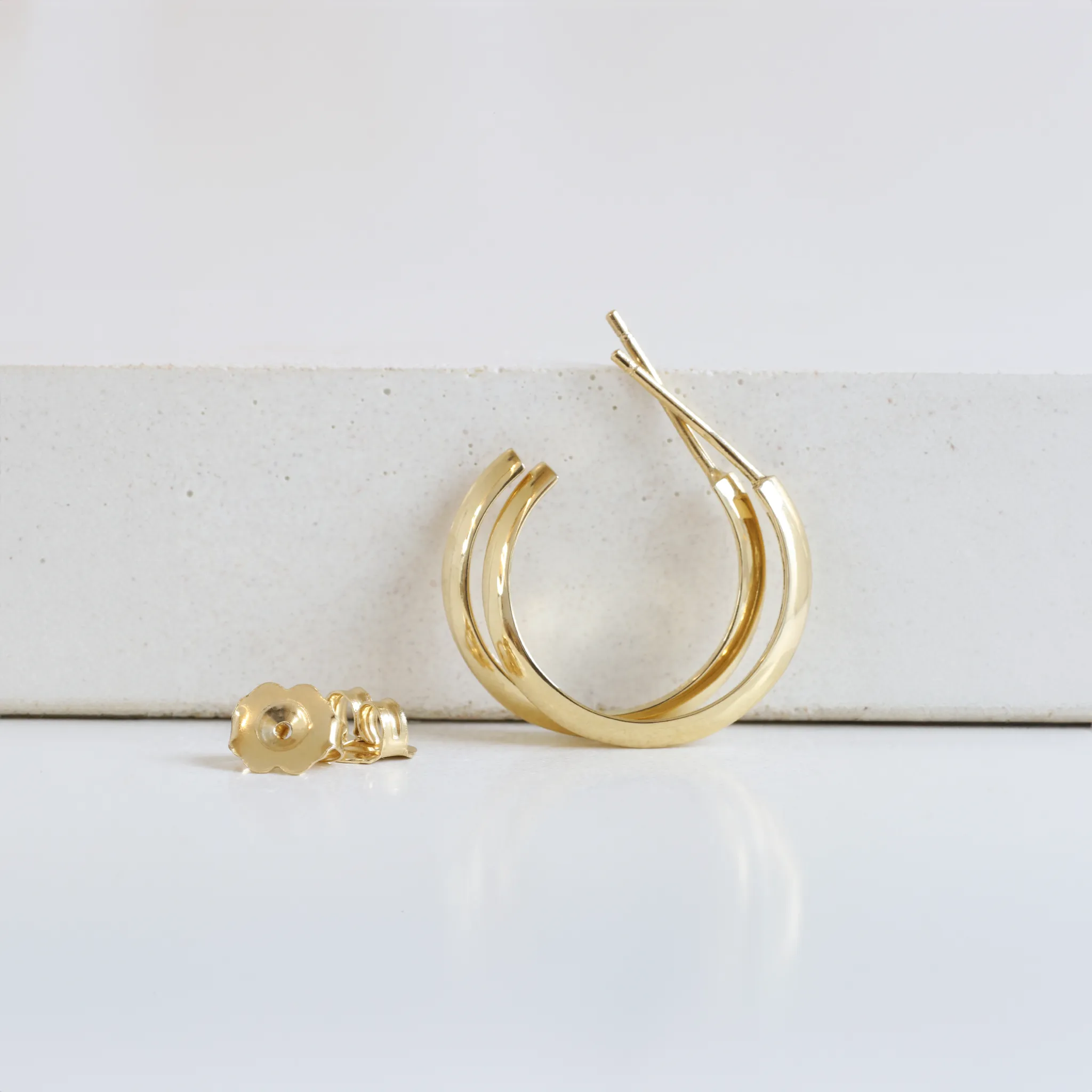 Knife Edge Hoops in Yellow Gold