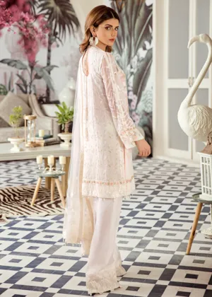 Latest Asian embroidered chiffon outfit in elegant white color # P2425