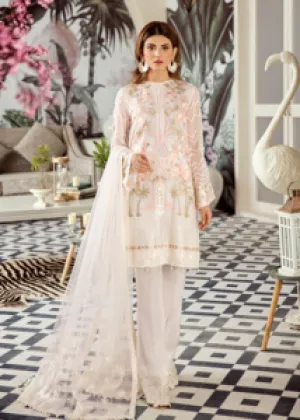 Latest Asian embroidered chiffon outfit in elegant white color # P2425