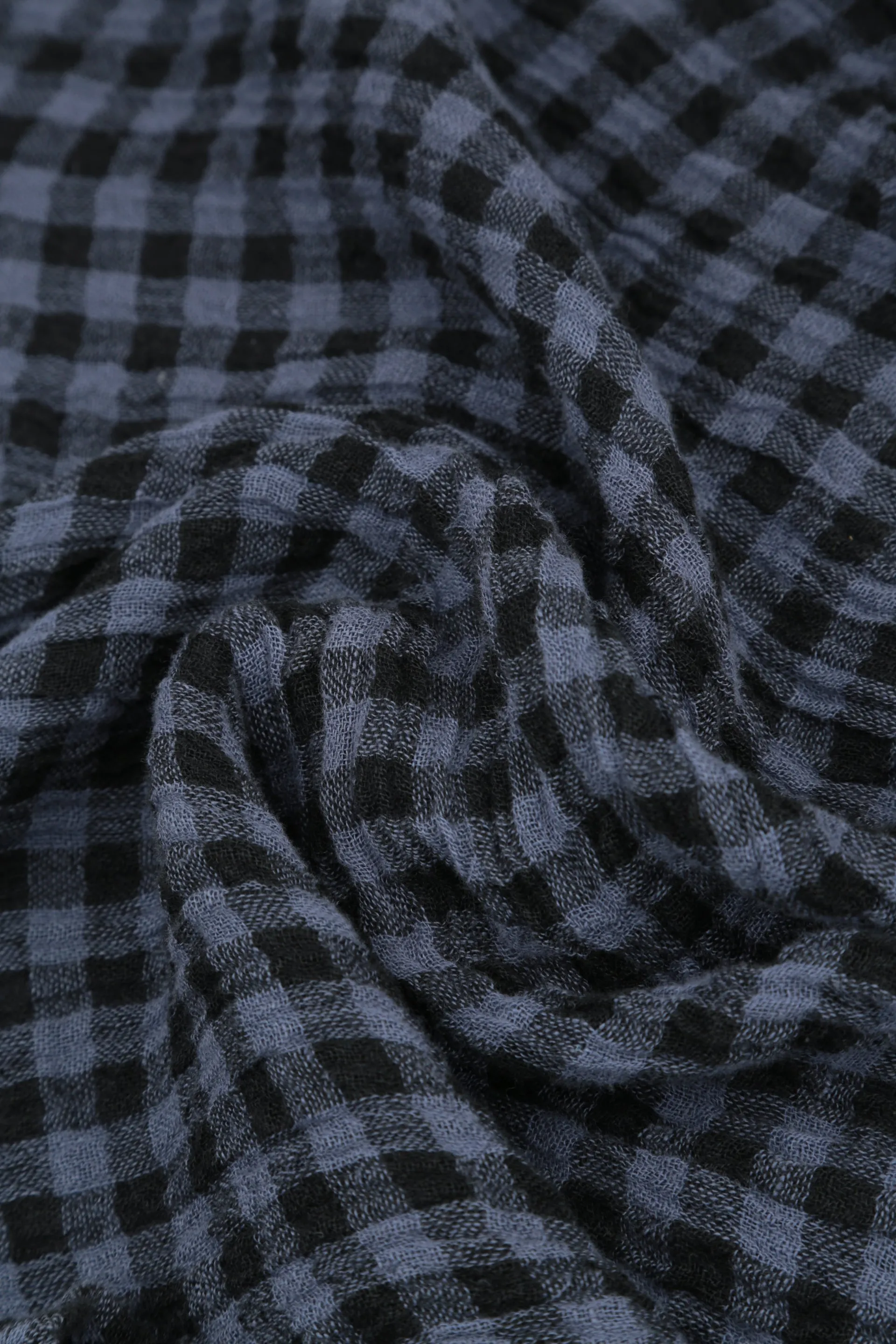 Loose Blue Nova Check Gauze Linen Shirt