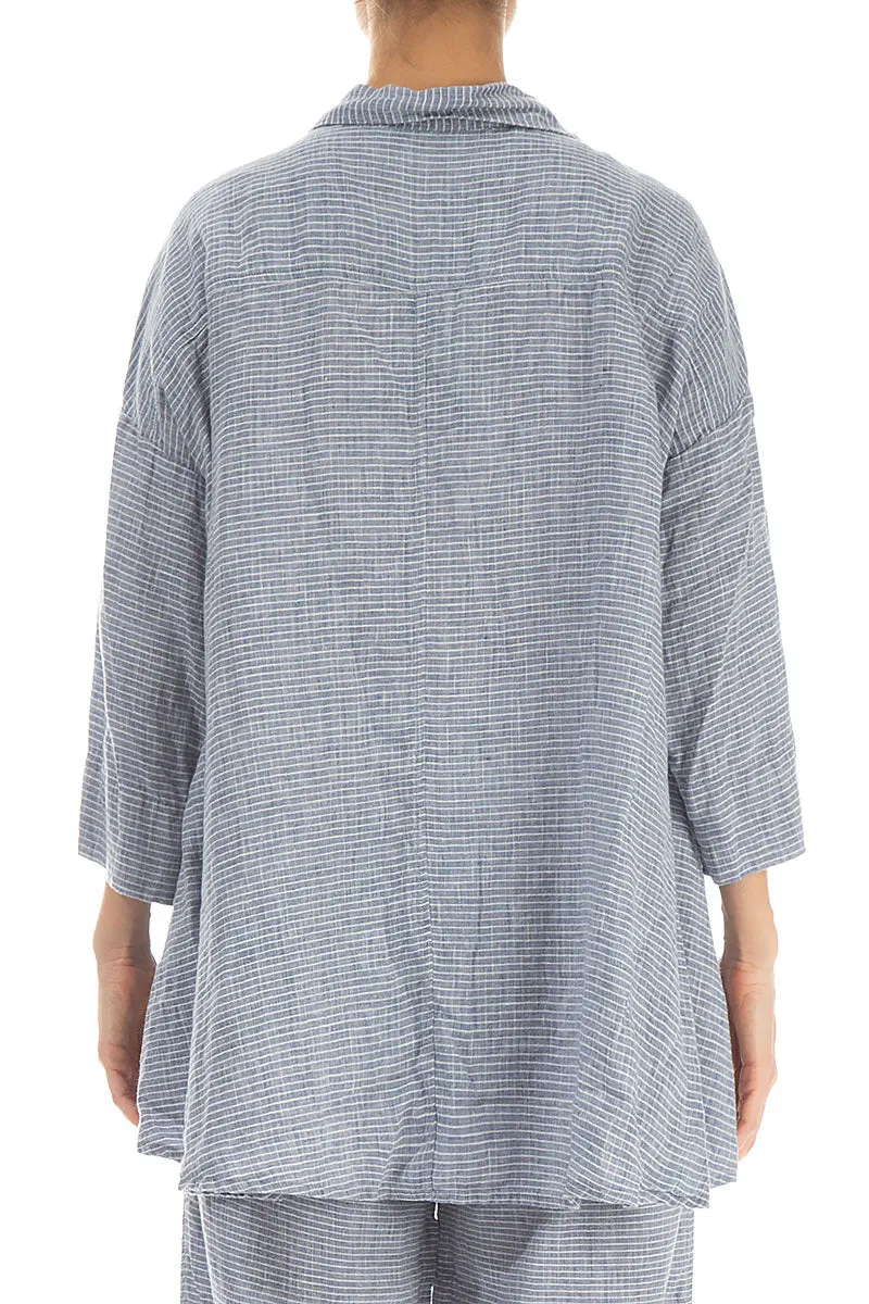 Loose Blue Stripe Linen Shirt