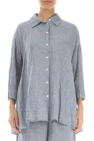 Loose Blue Stripe Linen Shirt