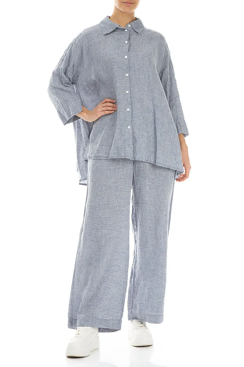 Loose Blue Stripe Linen Shirt