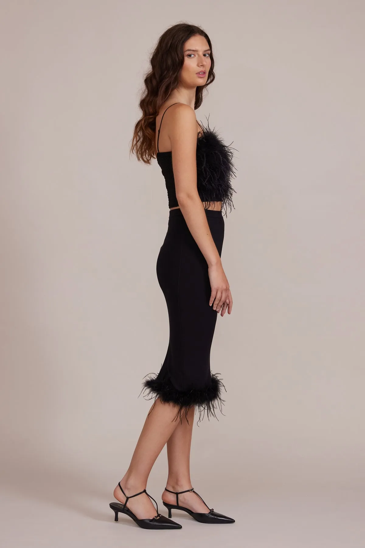 Lucy Paris Jamila Feather Skirt