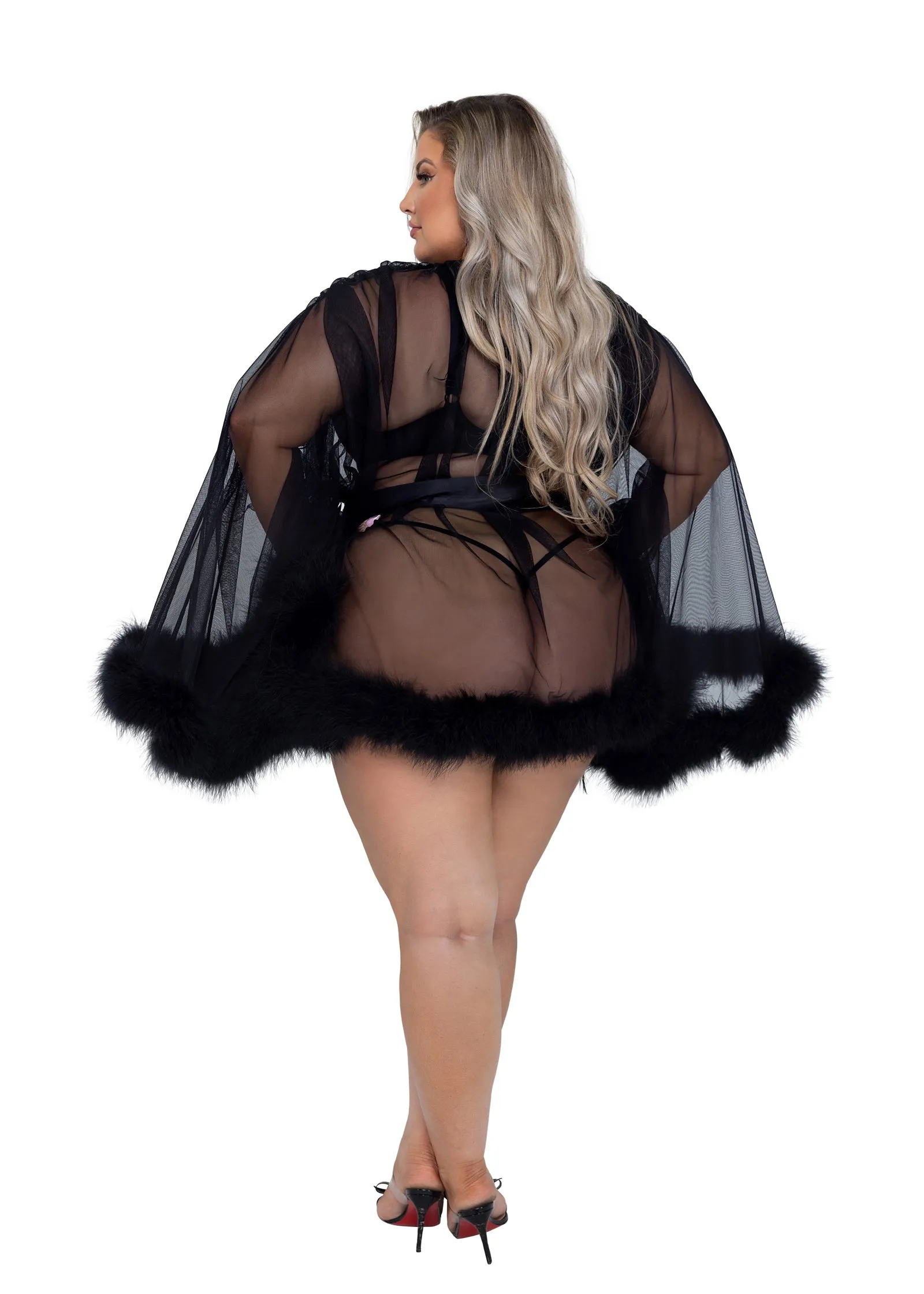Mila Glam Luxury Marabou Short Robe