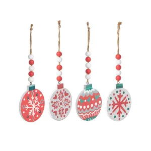 Nordic Pattern Wood Ornament - 4 Assorted Styles