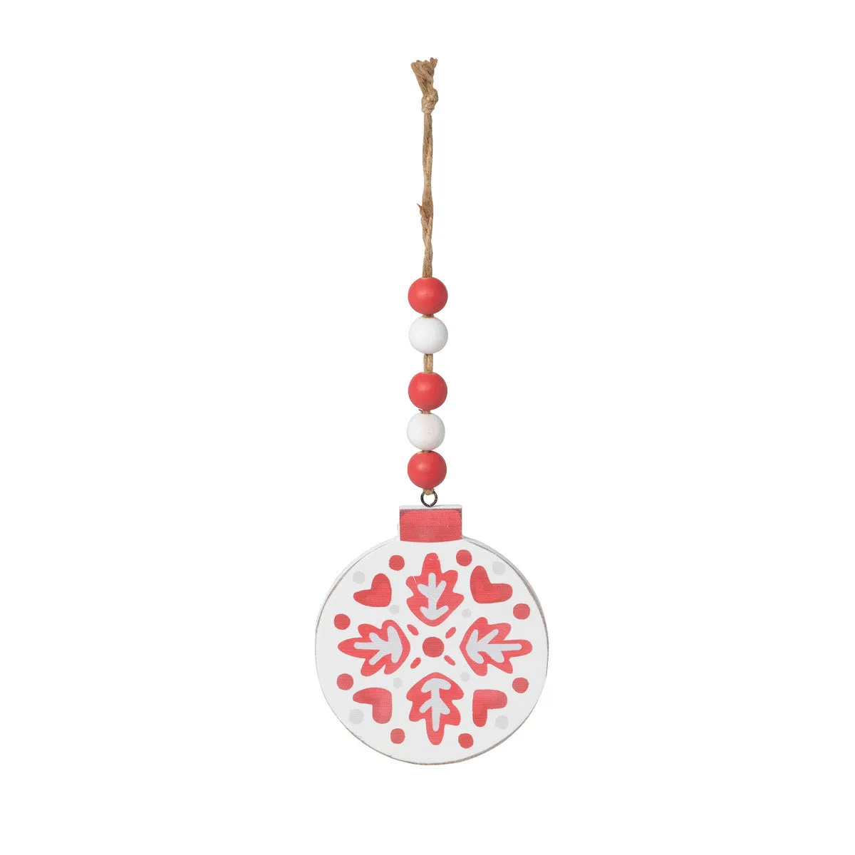 Nordic Pattern Wood Ornament - 4 Assorted Styles