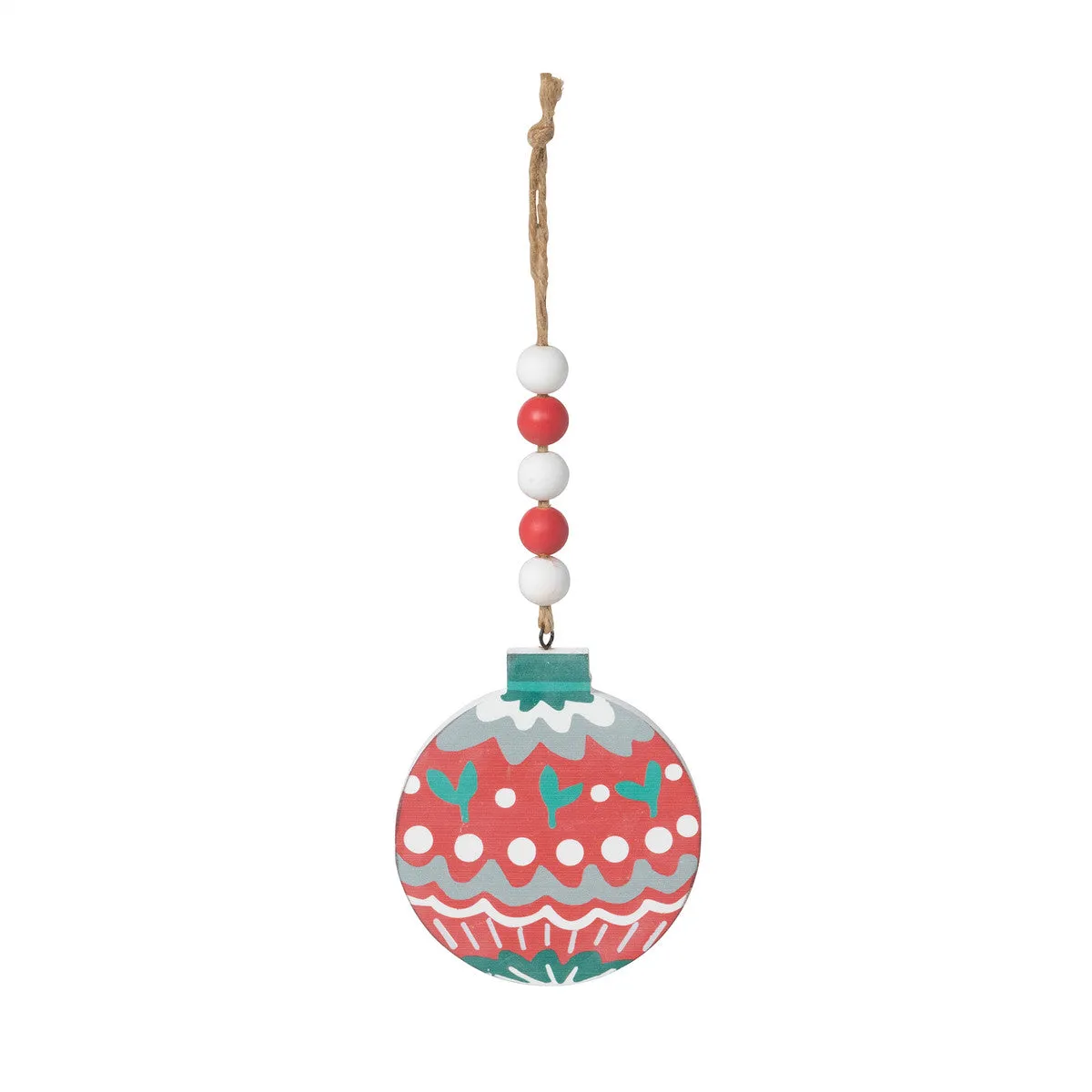 Nordic Pattern Wood Ornament - 4 Assorted Styles