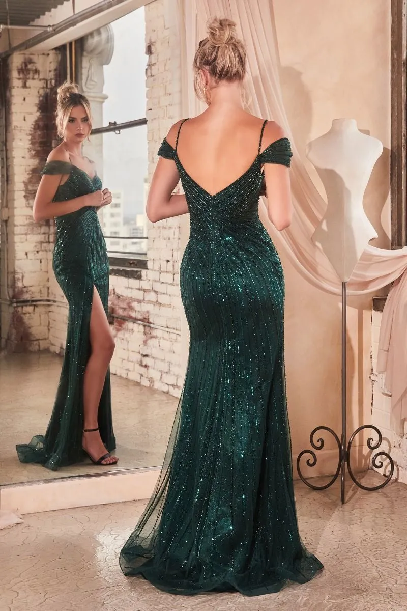 Off the Shoulder Fitted Sequin Dress CD0219
