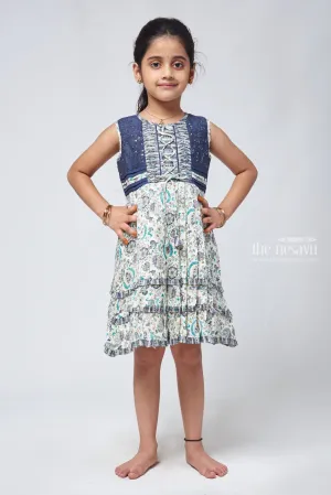 Paisley Half White Cotton Frock - Stylish Embroidered Girls Dress