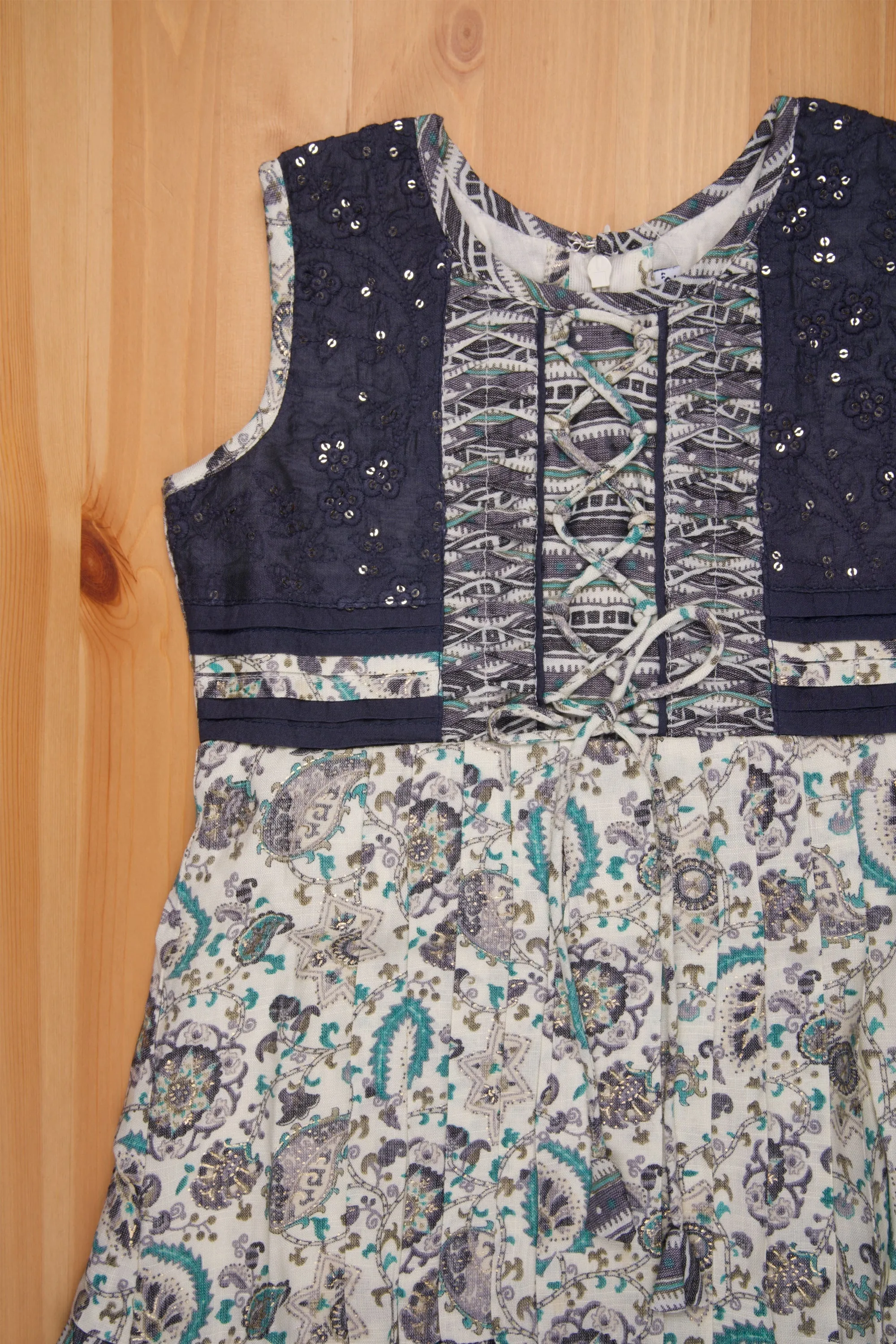 Paisley Half White Cotton Frock - Stylish Embroidered Girls Dress